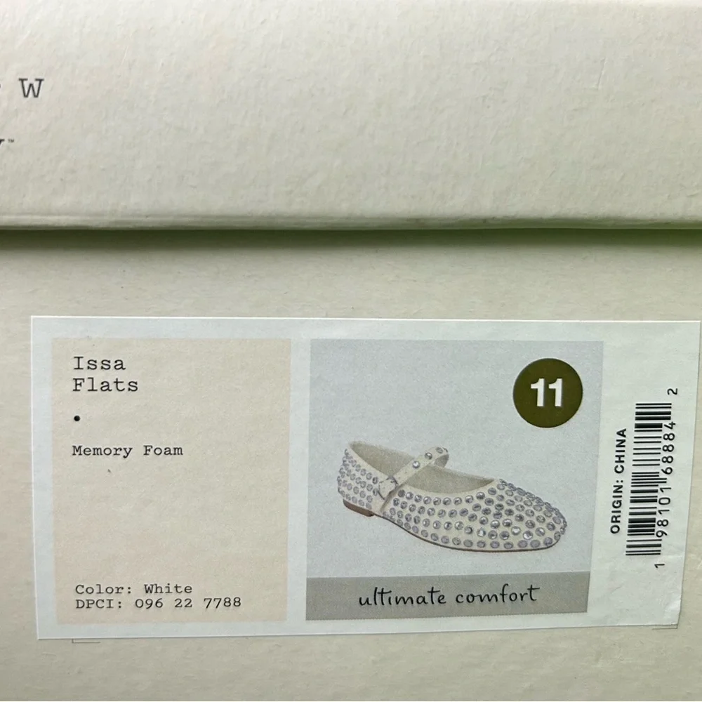 A New Day Issa Flats White Studded Mary Jane Shoes Vegan Size 11 | New With Box